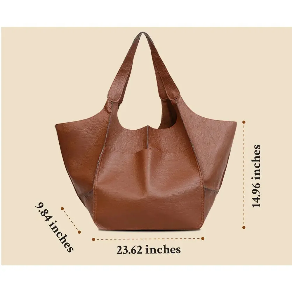 NWOT Large Black Faux Leather Shoulder Bag - Picture 8 of 8